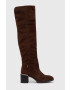 Tommy Hilfiger Велурени ботуши Th Belt Suede Overknee Boot - Pepit.bg