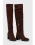 Tommy Hilfiger Велурени ботуши Th Belt Suede Overknee Boot - Pepit.bg