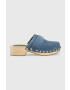 Tommy Hilfiger Велурени чехли TH CLOG SUEDE в тъмносиньо с платформа FW0FW07171 - Pepit.bg