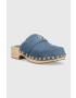 Tommy Hilfiger Велурени чехли TH CLOG SUEDE в тъмносиньо с платформа FW0FW07171 - Pepit.bg