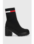 Tommy Jeans Боти Water Resistent Knitted Boot в черно с висок ток - Pepit.bg