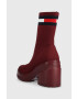 Tommy Jeans Боти Water Resistent Knitted Boot в бордо с висок ток - Pepit.bg