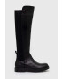 Tommy Jeans Ботуши Long Leather Boot в черно с платформа - Pepit.bg