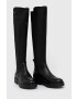 Tommy Jeans Ботуши Long Leather Boot в черно с платформа - Pepit.bg