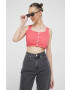 Tommy Jeans Дънков топ в розово - Pepit.bg