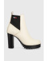 Tommy Jeans Кожени боти челси Essentials High Heel Boot в бежово с висок ток - Pepit.bg