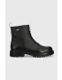 Tommy Jeans Кожени боти Zip Boot в черно с равна подметка - Pepit.bg
