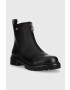 Tommy Jeans Кожени боти Zip Boot в черно с равна подметка - Pepit.bg
