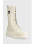 Tommy Jeans Кожени кубинки Fashion Lace Up в бежово с платформа - Pepit.bg