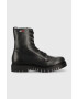 Tommy Jeans Кожени кубинки Lace Up Wmns Boot в черно с равна подметка - Pepit.bg
