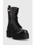 Tommy Jeans Кожени кубинки Flatform Padded Boot в черно с платформа - Pepit.bg