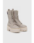 Tommy Jeans Кожени кубинки Flatform Padded Boot в бежово с равна подметка - Pepit.bg