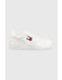 Tommy Jeans Кожени маратонки Etch Basket в бяло - Pepit.bg