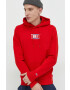 Tommy Jeans Памучен суичър в червено с принт - Pepit.bg