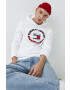 Tommy Jeans Памучен суичър в бяло с качулка с принт - Pepit.bg