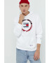 Tommy Jeans Памучен суичър в бяло с качулка с принт - Pepit.bg