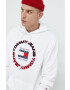 Tommy Jeans Памучен суичър в бяло с качулка с принт - Pepit.bg
