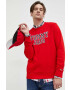 Tommy Jeans Памучен суичър в червено с принт - Pepit.bg