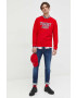 Tommy Jeans Памучен суичър в червено с принт - Pepit.bg