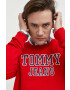 Tommy Jeans Памучен суичър в червено с принт - Pepit.bg
