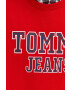 Tommy Jeans Памучен суичър в червено с принт - Pepit.bg