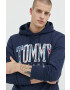 Tommy Jeans Памучен суичър в тъмносиньо с качулка с апликация - Pepit.bg