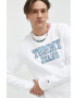 Tommy Jeans Памучен суичър в бяло с принт - Pepit.bg