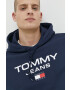 Tommy Jeans Памучен суичър в тъмносиньо с качулка с апликация - Pepit.bg