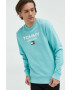 Tommy Jeans Памучен суичър в зелено с принт - Pepit.bg