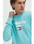 Tommy Jeans Памучен суичър в зелено с принт - Pepit.bg