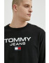 Tommy Jeans Памучна блуза с дълги ръкави в черно с принт - Pepit.bg