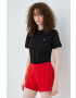 Tommy Jeans Памучна тениска в черно с яка тип peter pan - Pepit.bg