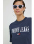 Tommy Jeans Памучна тениска в тъмносиньо - Pepit.bg