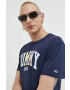 Tommy Jeans Памучна тениска в тъмносиньо с принт - Pepit.bg