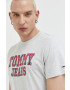 Tommy Jeans Памучна тениска в сиво с принт - Pepit.bg