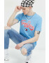 Tommy Jeans Памучна тениска в синьо с принт - Pepit.bg