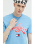 Tommy Jeans Памучна тениска в синьо с принт - Pepit.bg
