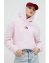 Tommy Jeans Суичър в лилаво с качулка с изчистен дизайн - Pepit.bg