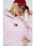 Tommy Jeans Суичър в лилаво с качулка с изчистен дизайн - Pepit.bg