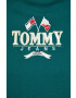 Tommy Jeans Суичър в зелено с качулка с апликация - Pepit.bg