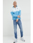 Tommy Jeans Суичър в синьо с десен - Pepit.bg