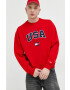 Tommy Jeans Суичър в червено с апликация - Pepit.bg