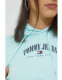 Tommy Jeans Суичър в тюркоазено с качулка с принт - Pepit.bg
