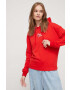 Tommy Jeans Суичър в червено с качулка с принт - Pepit.bg