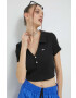 Tommy Jeans Тениска с яка в черно - Pepit.bg
