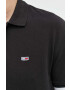 Tommy Jeans Тениска с яка в черно с апликация - Pepit.bg