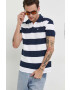 Tommy Jeans Тениска с яка в тъмносиньо с десен - Pepit.bg