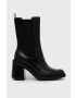 Tory Burch Кожени боти челси Expedition в черно с висок ток - Pepit.bg