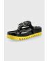 Tory Burch Кожени джапанки в черно с платформа - Pepit.bg