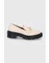 Tory Burch Кожени мокасини дамски в кремаво с платформа - Pepit.bg